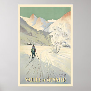 Munster Valley Vosges Alsace France Vintage Ski Poster