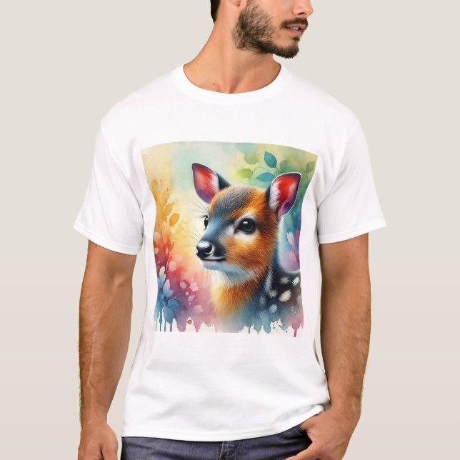 Muntjac Deer 240624AREF121 - Watercolor T-Shirt (Front)