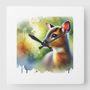 Muntjac Deer in the Light 101024AREF126 - Watercol Square Wall Clock