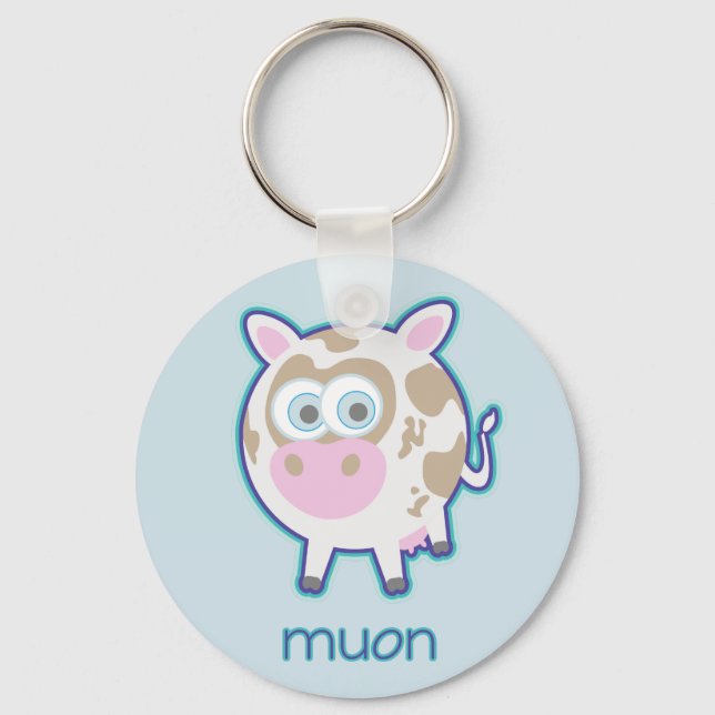 Muon Particle Cow Key Ring (Front)