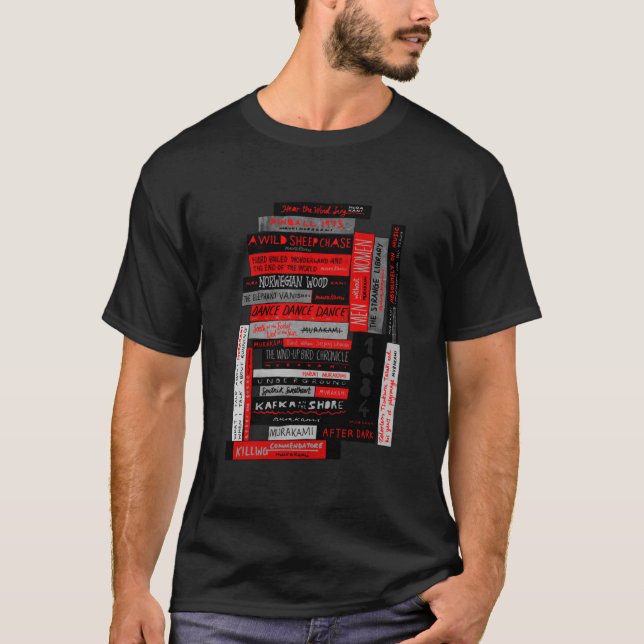 Murakami Book Stack Fanatic (Colour)  T-Shirt (Front)
