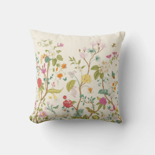 Mural. Bloom. Blooming trees. Vintage floral illus Cushion