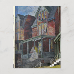 Mural:  Bride entering her "house." Postcard