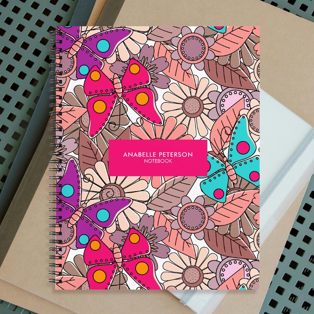 Mural doodle art butterflies and flowers colourful notebook (Creator Uploaded)