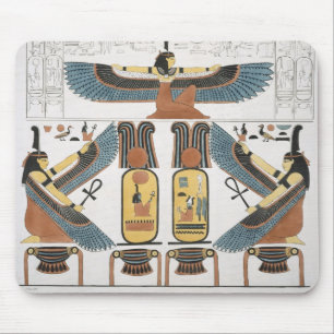 Mural from the Tombs of the Kings at Thebes, disco Mouse Mat