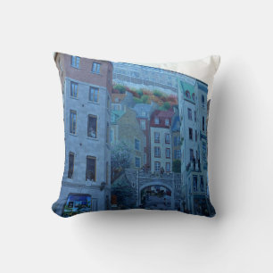 Mural in Old Quebec City, Quebec, Canada Cushion