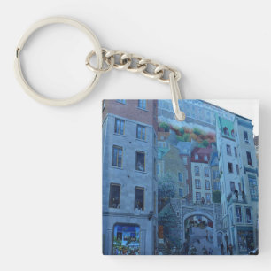 Mural in Old Quebec City, Quebec, Canada Key Ring