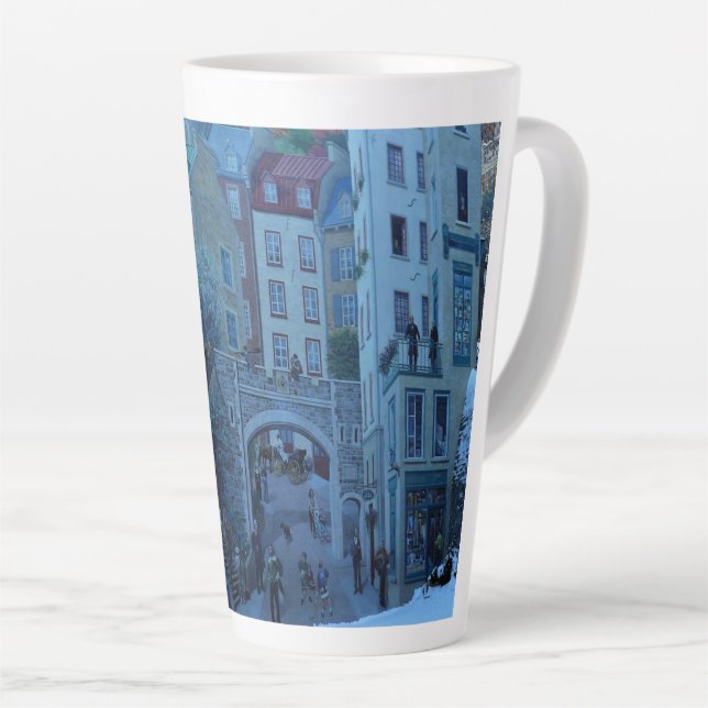 Mural in Old Quebec City, Quebec, Canada Latte Mug (Right Angle)