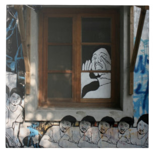 Mural on house, Taipei, Taiwan Tile