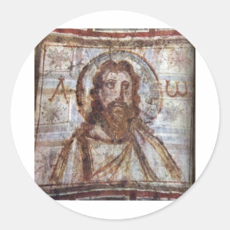 Mural painting from the catacomb of Commodilla. Classic Round Sticker