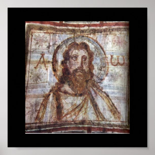 Mural painting from the catacomb of Commodilla. Poster