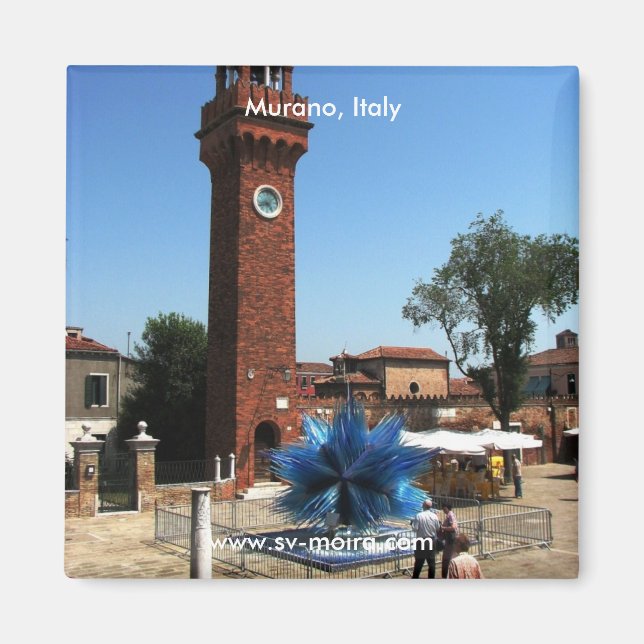Murano, Italy Clock tower and Glass sculpture Magnet (Front)