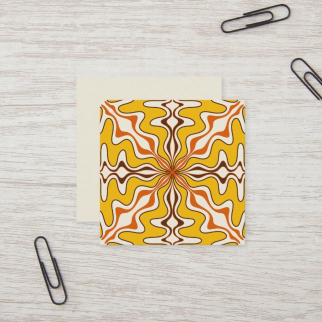 Murcia Retro Spanish Tile Abstract Pattern Square Business Card (Front/Back In Situ)