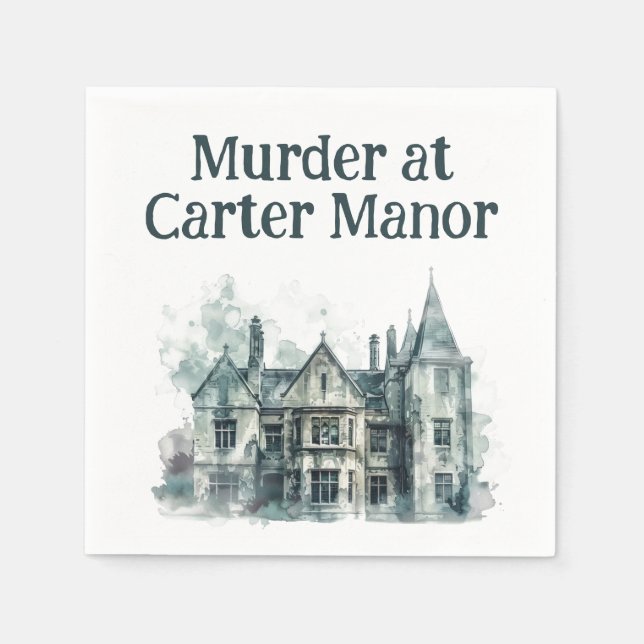 Murder at The Manor- Murder Mystery Night  Napkin (Front)