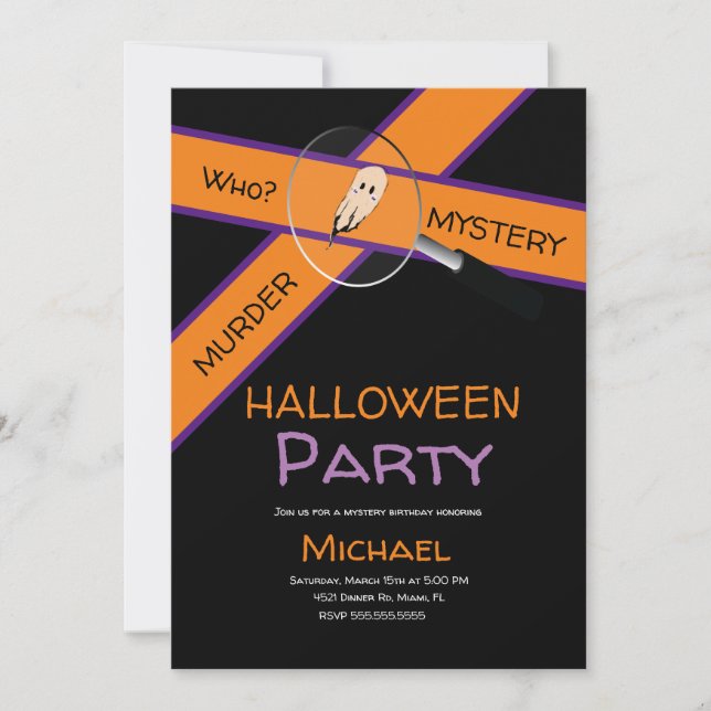 Murder Dinner Crime Tape Scene Halloween Birthday Invitation (Front)
