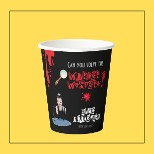 Murder Mystery Birthday Party Black Elegant  Paper Cups
