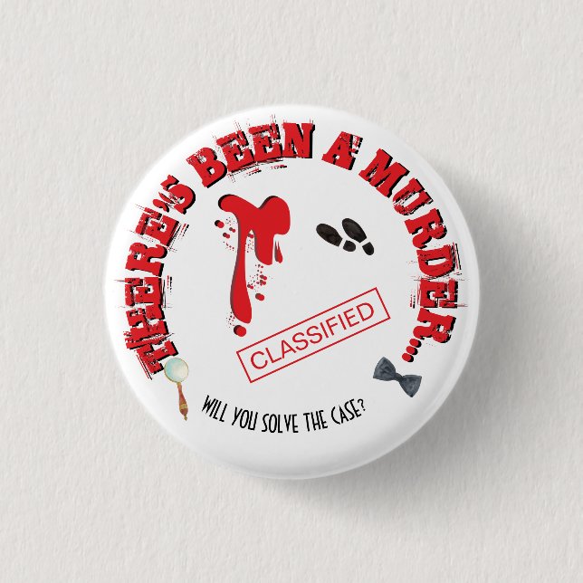 Murder Mystery Birthday Party BLOODY 3 Cm Round Badge (Front)