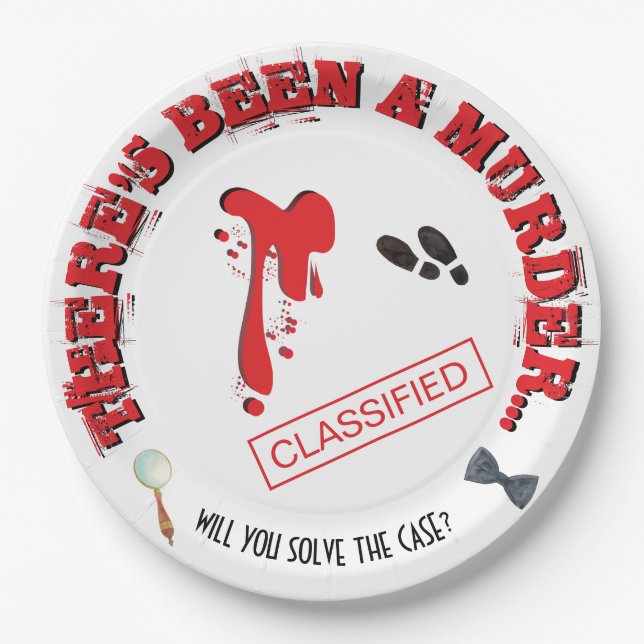 Murder Mystery Birthday Party BLOODY Paper Plate (Front)