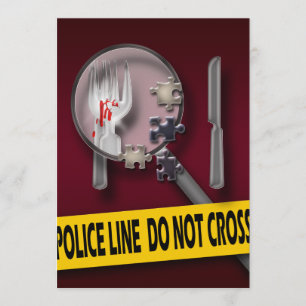 Murder mystery burgundy crime birthday invitation