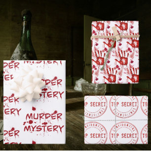 Murder mystery crime fan cold case blood wrapping paper sheet