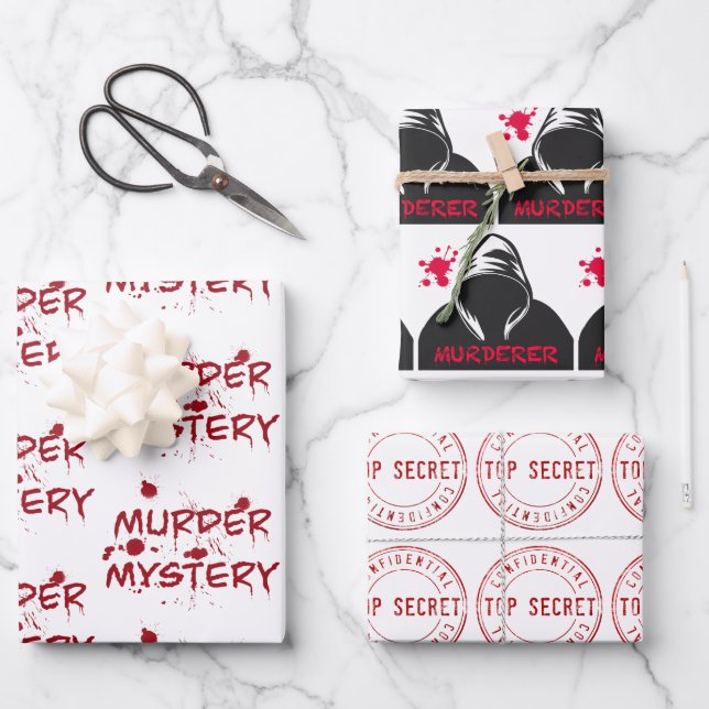 Murder mystery crime fan cold case blood wrapping  wrapping paper sheet (Front)