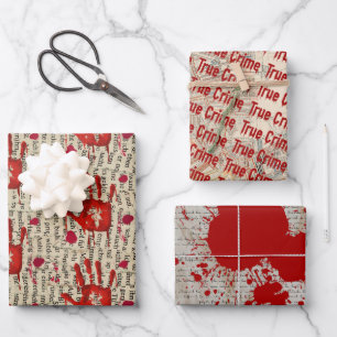 Murder mystery crime fan cold case bloody  wrapping paper sheet