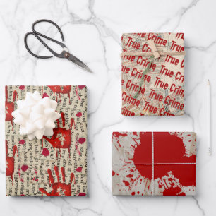 Murder mystery crime fan cold case bloody  wrapping paper sheet