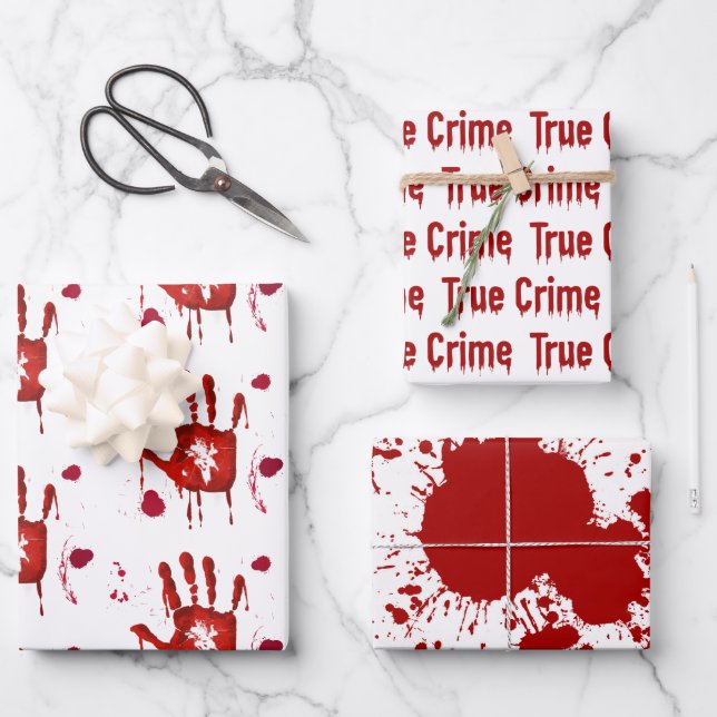 Murder mystery crime fan cold case bloody  wrapping paper sheet (Front)
