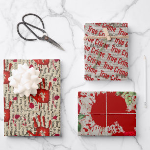Murder mystery crime fan cold case bloody  wrapping paper sheet