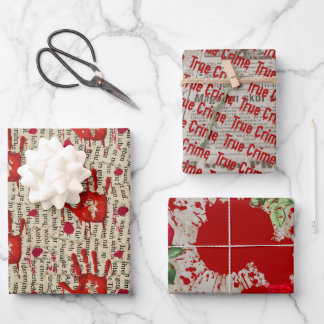 Murder mystery crime fan cold case bloody  wrapping paper sheet