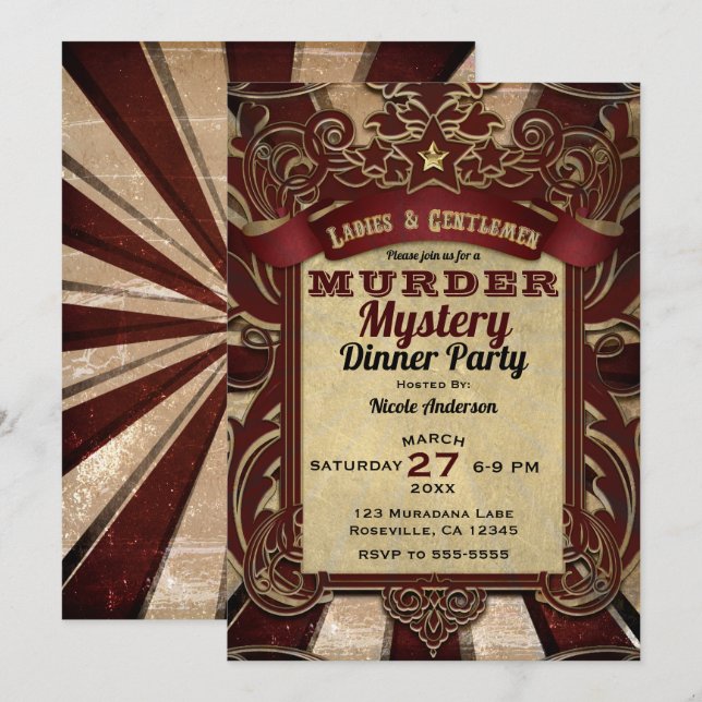 Murder Mystery Dinner Party Invitation (Front/Back)