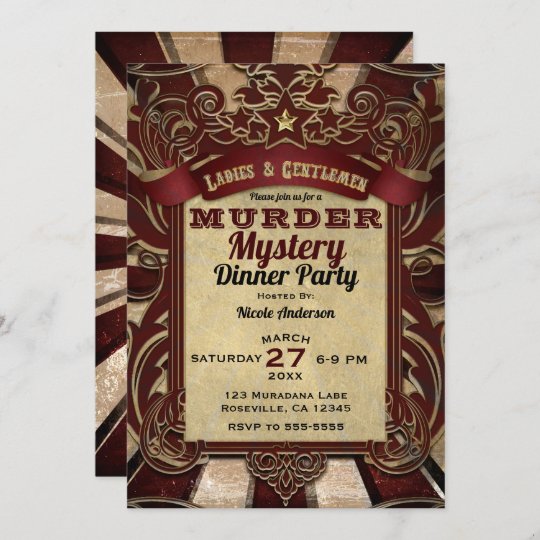 Murder Mystery Dinner Party Invitation Zazzle Co Uk
