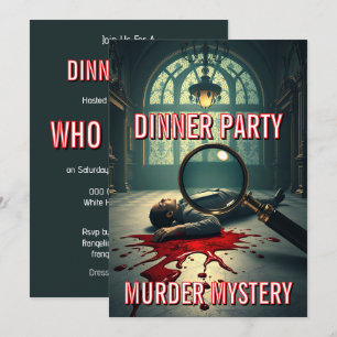Murder mystery dinner party theme DIY Invitation