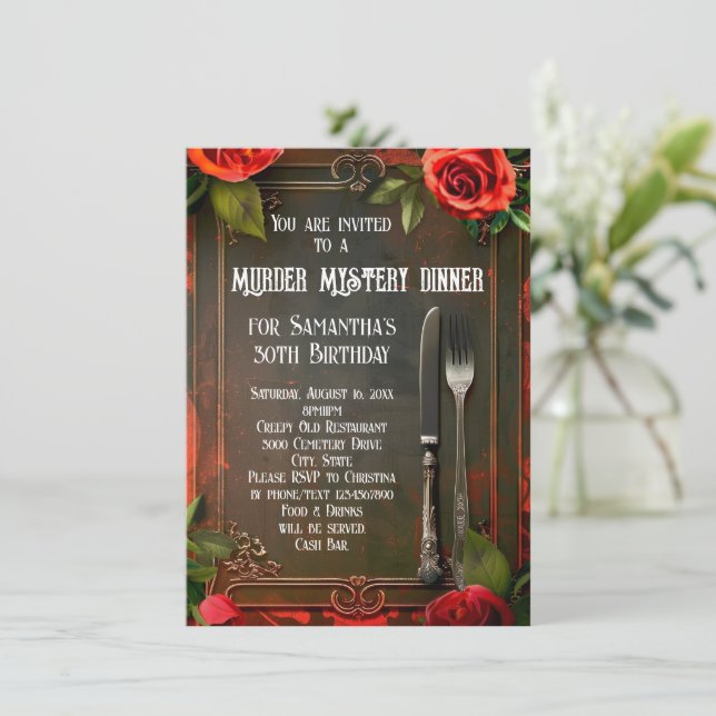 Murder Mystery Dinner Social or Birthday Party Invitation (Standing Front)