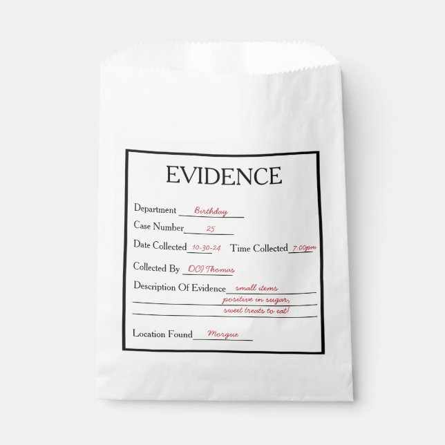 Murder Mystery Evidence  Favour Bags (Front)