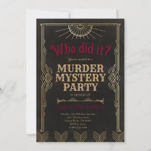 Murder Mystery Game Birthday Party Invitation