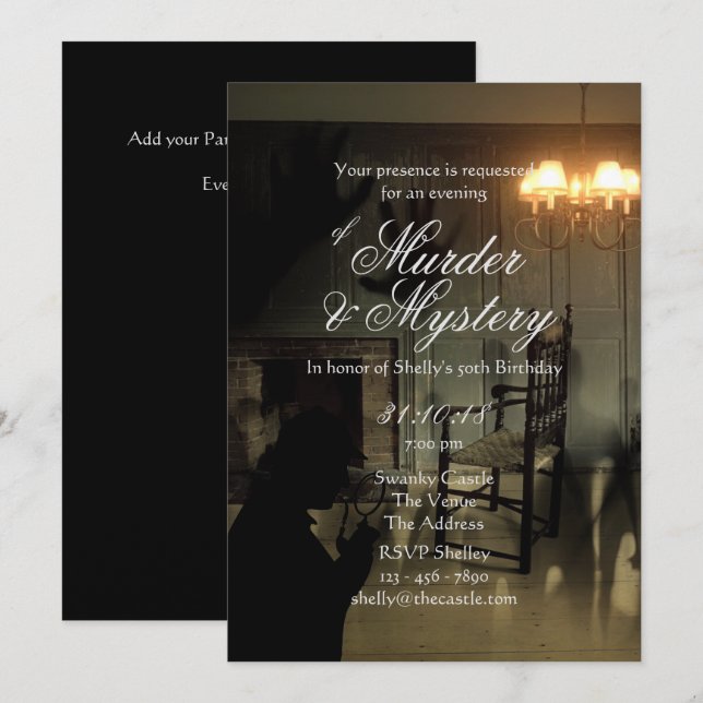 Murder Mystery Invites Crime Scene Investigation (Front/Back)