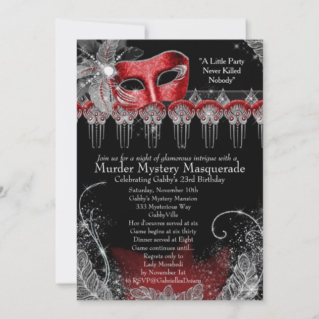 Murder Mystery Masquerade Invitation (Front)