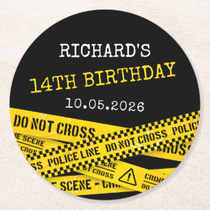 Murder Mystery Party birthday party Round Paper Coaster