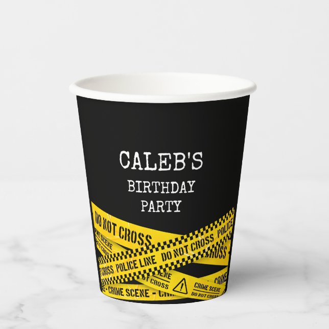 Murder Mystery Party with Yellow Police Tapes Paper Cups (Front)