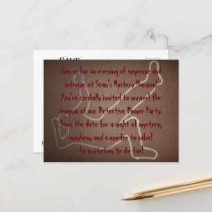 Murder Mystery Save The Date Party Postcard