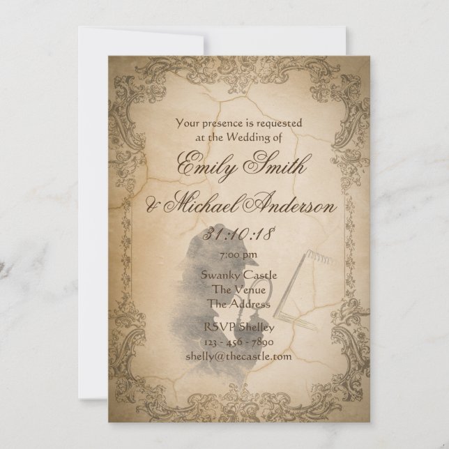 Murder Mystery WEDDING Invites Vintage Parchment (Front)