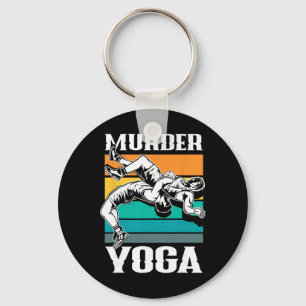 Murder Yoga Funny Retro Vintage Wrestler Wrestling Key Ring