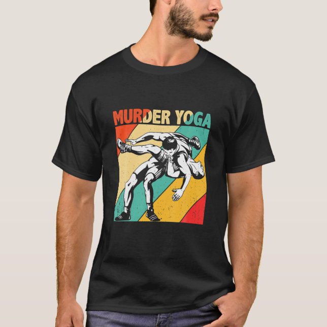 Murder Yoga Retro Vintage Wrestler Wrestling T-Shirt (Front)