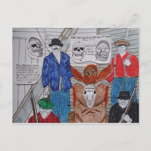 Murdered big foot human,1910, postcard (Front)