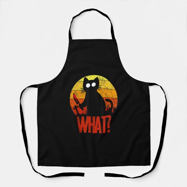 Murderous Black Psycho Cute Cat What Knife Christm Apron (Front)