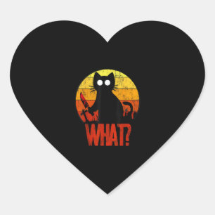 Murderous Black Psycho Cute Cat What Knife Christm Heart Sticker