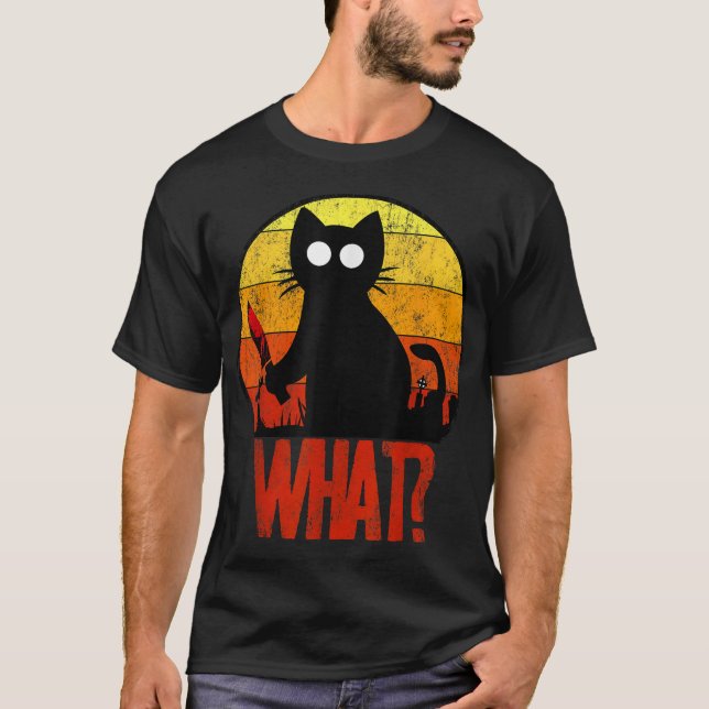 Murderous Black Psycho Cute Cat What Knife Christm T-Shirt (Front)