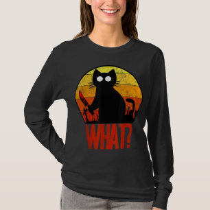Murderous Black Psycho Cute Cat What Knife Christm T-Shirt