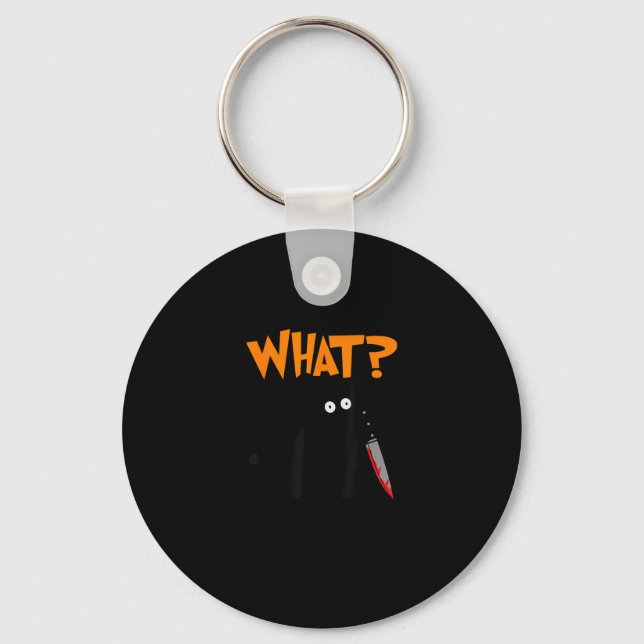 Murderous Cat With Bloody Knife Murderous Black Ca Key Ring (Front)